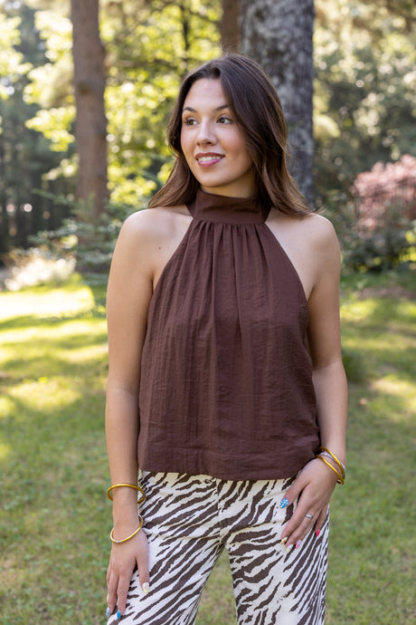 Halter Neck Flared Blouse