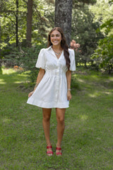 Pleated Button Down Mini Dress