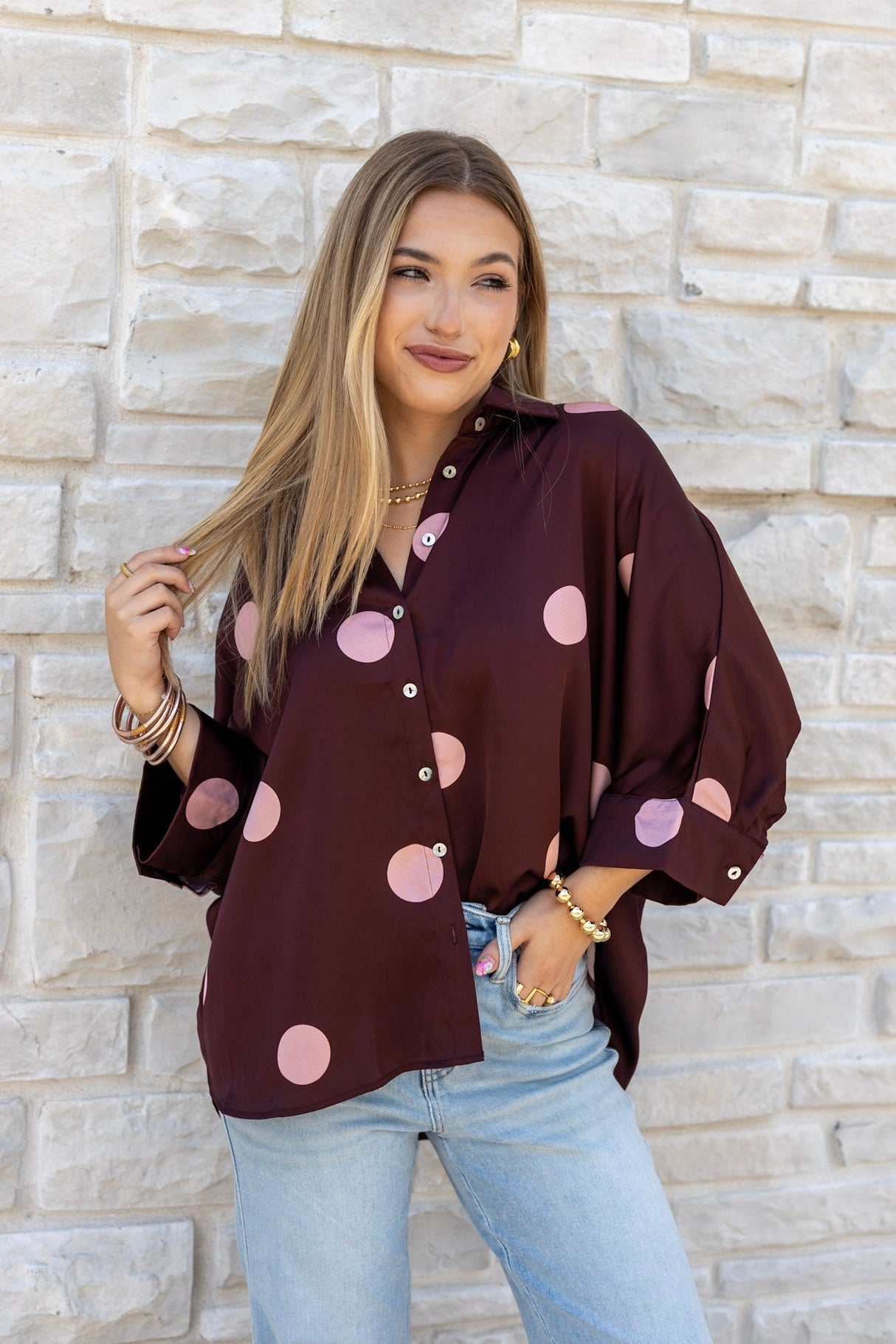 Polka Dot Puff Top Plus+