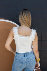 Lace Trim Pintuck Tank