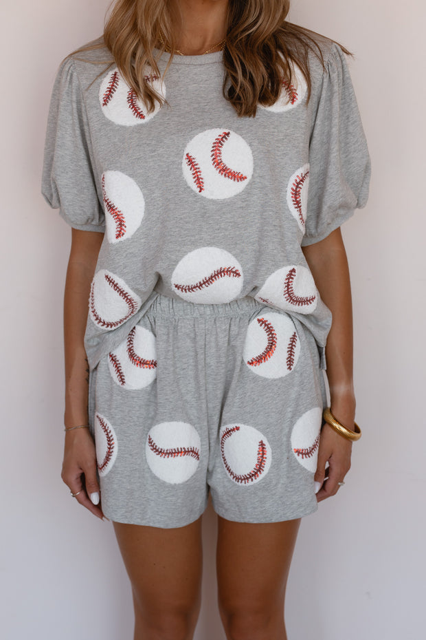 BASEBALL SEQUIN DETAIL TOP