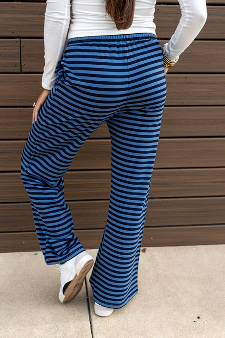 Drawstring Stripe Print Pants