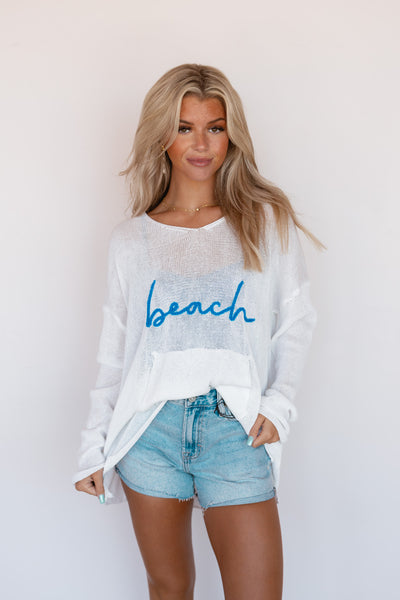 ROUND NECK LONG SLEEVE BEACH TOP