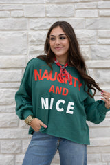 NAUGHTY & NICE TERRY CREW SWEATSHIRT
