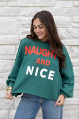 NAUGHTY & NICE TERRY CREW SWEATSHIRT