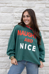 NAUGHTY & NICE TERRY CREW SWEATSHIRT