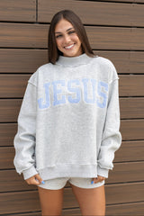Jesus Pinstripe Mock Neck