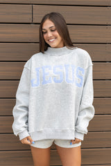 Jesus Pinstripe Mock Neck