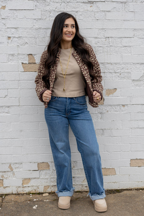 FLOWER PRINT PADDED JACKET