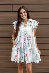 Natalie Striped Flutter Dress