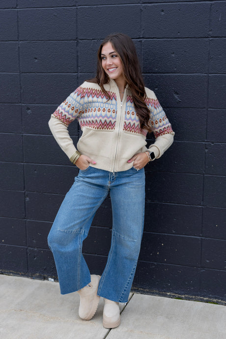 FAIR ISLE ZIP CARDIGAN