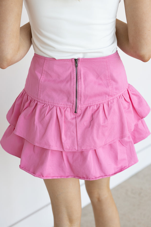 TIERED DENIM SKIRT