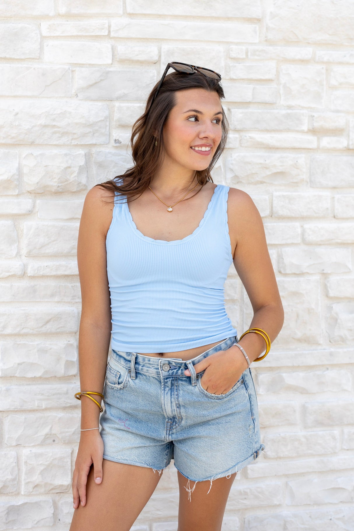 Reversible Scallop Edge Tank Top