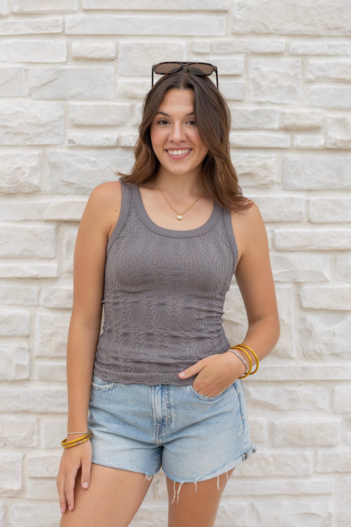 Reversible Lace Textured Tank Top