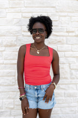 Clean Line Square Shirred Top