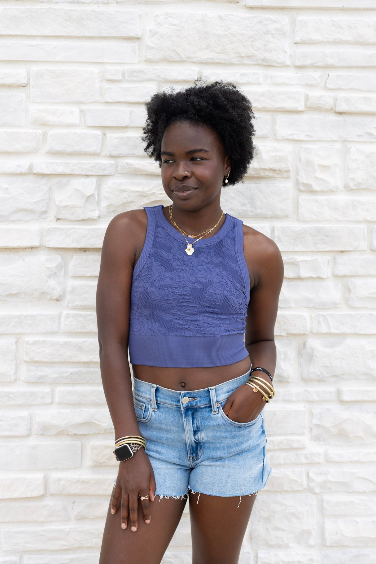 Lace High Neck Crop Top