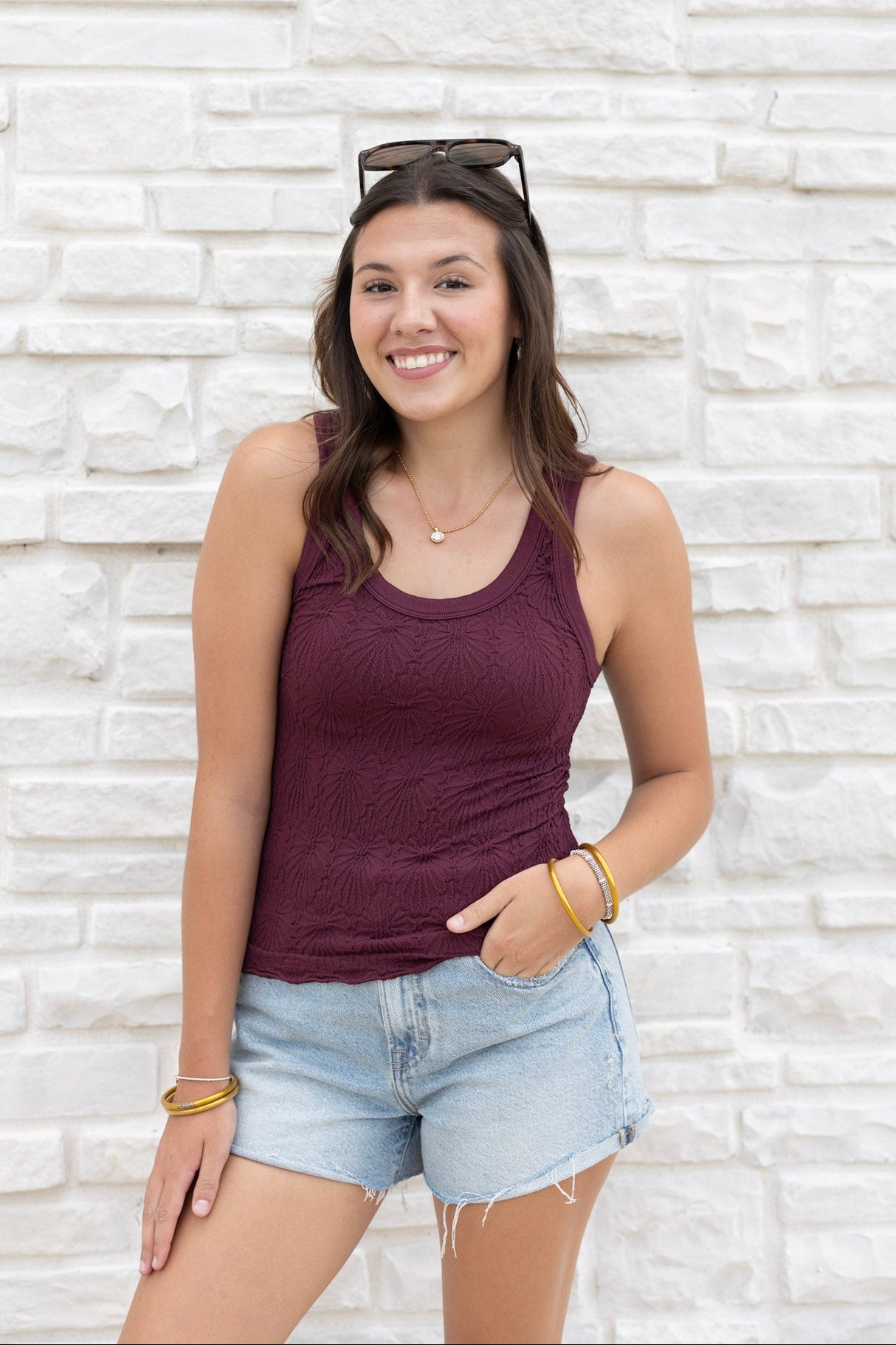 Reversible Lace Textured Tank Top