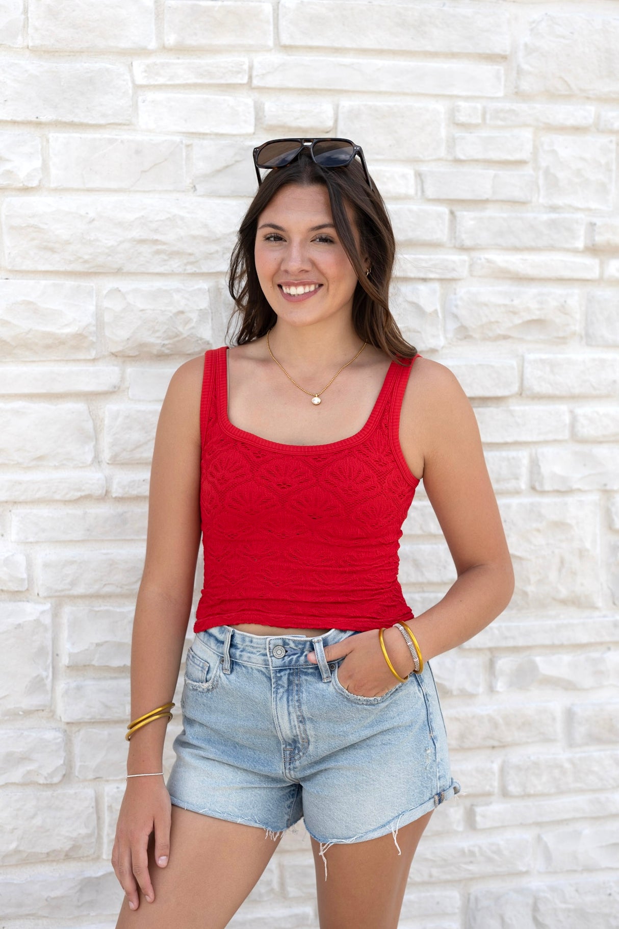 Floral Textured Lace Tank