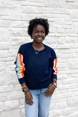 Contrast Sleeve Stripe Sweater