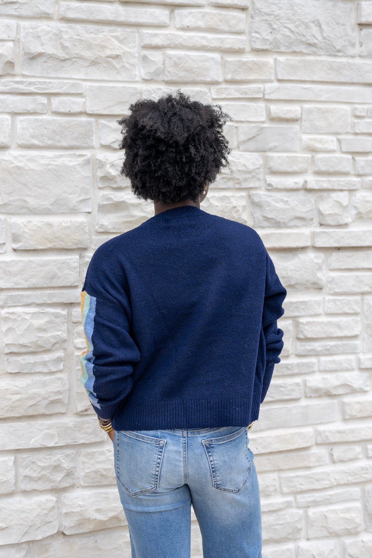 Contrast Sleeve Stripe Sweater