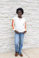 Contrast Sleeve Stripe Sweater