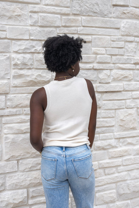 Crewneck Rib Knot Front Tank
