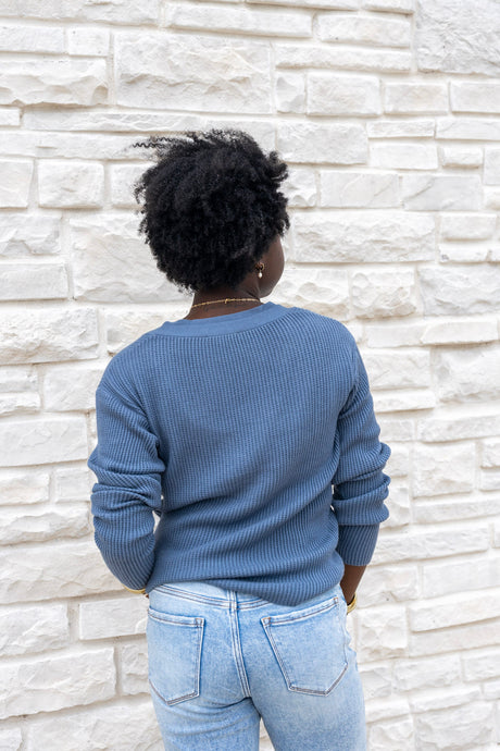 V-Neck Waffle Knit Top