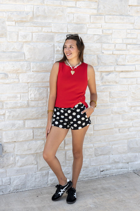 Linen Polka Dot Shorts w/ Pockets