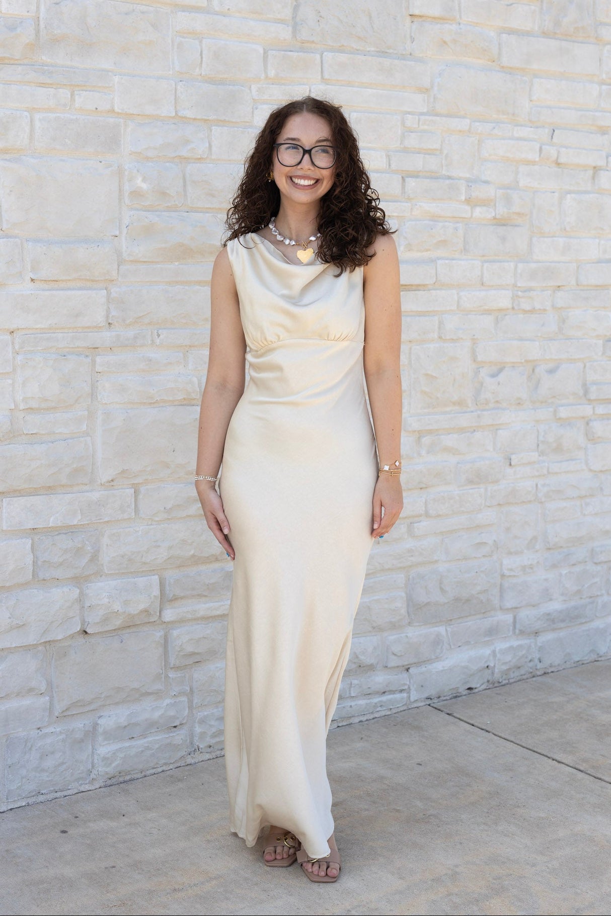 Sleeveless Satin Maxi Dress