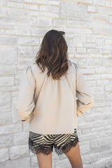 Peter Pan Collar Ruched Oversized Jacket