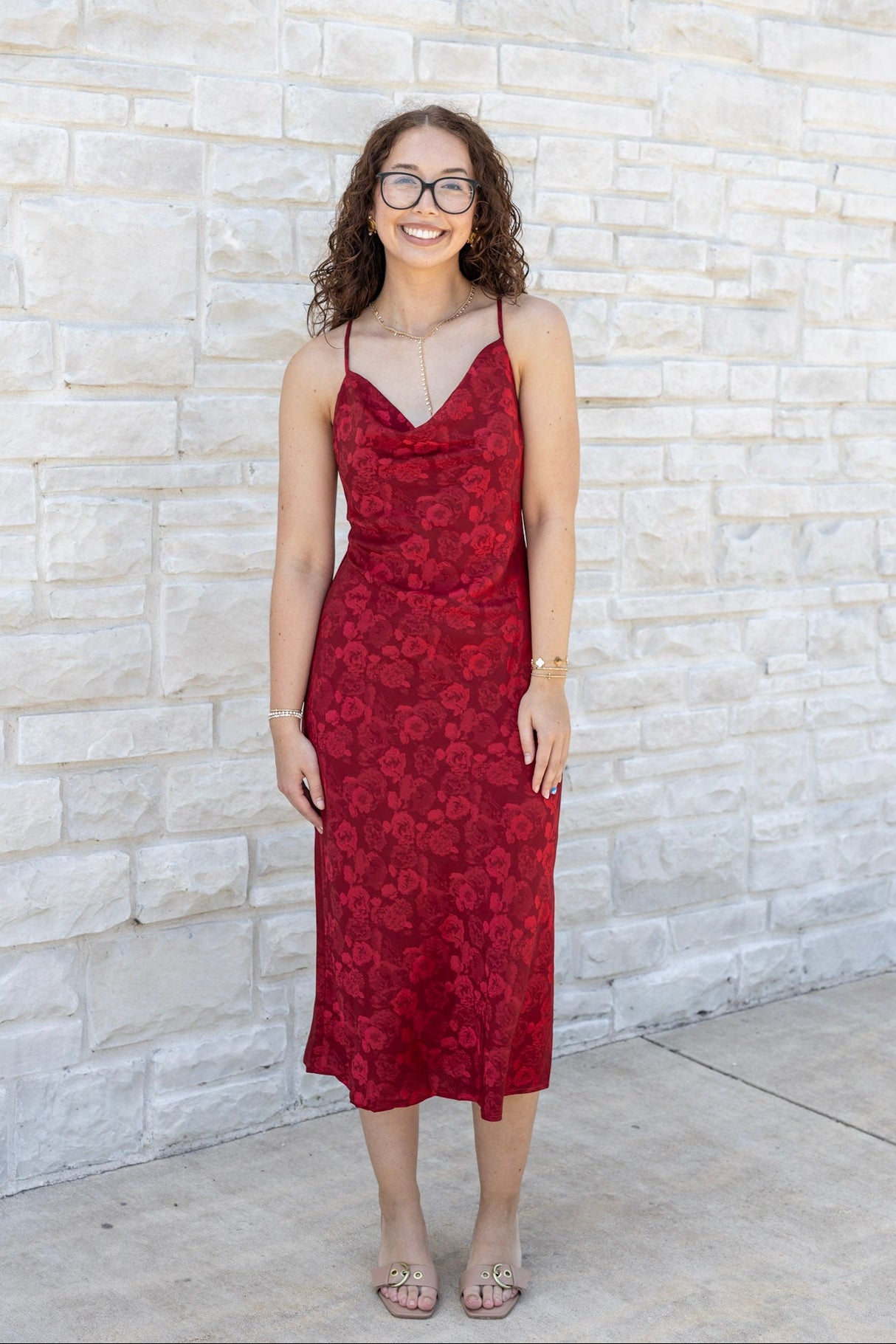 Cowl Neck Spaghetti Strap Slip Dress