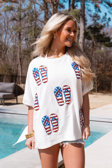 USA FLIP FLOP SEQUIN TOP