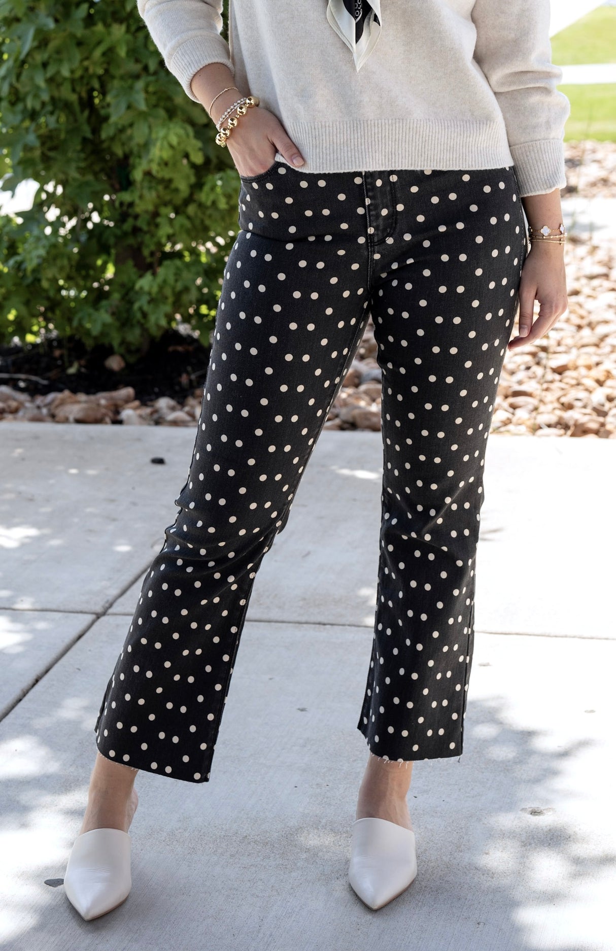 High Rise Polka Dot Crop Flare