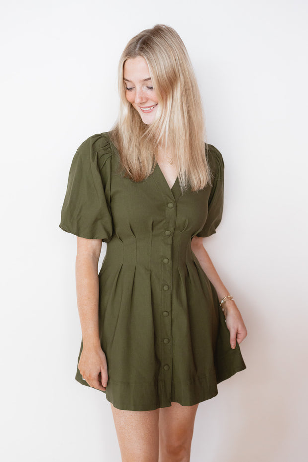 BALLOON SLEEVE SHIRT DRESS