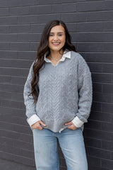 Vneck Cable Long Sleeve Top