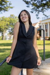 Plunge V-Neck Tuxedo Mini