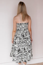 TOILE STRAPLESS MIDI DRESS