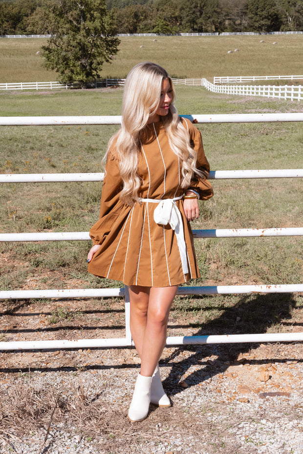 BELTED BOW MINI DRESS