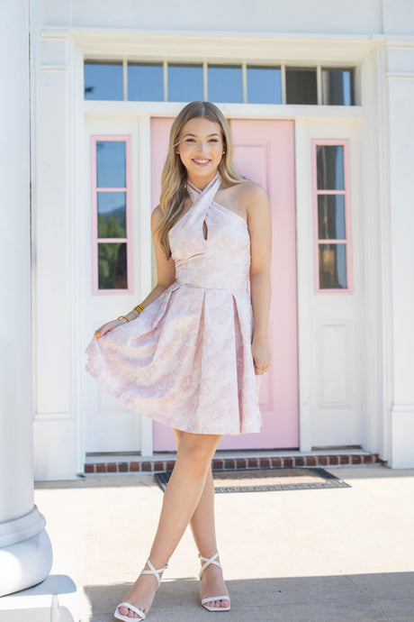 Jacquard Pleated W/ Chiffon Ribbon