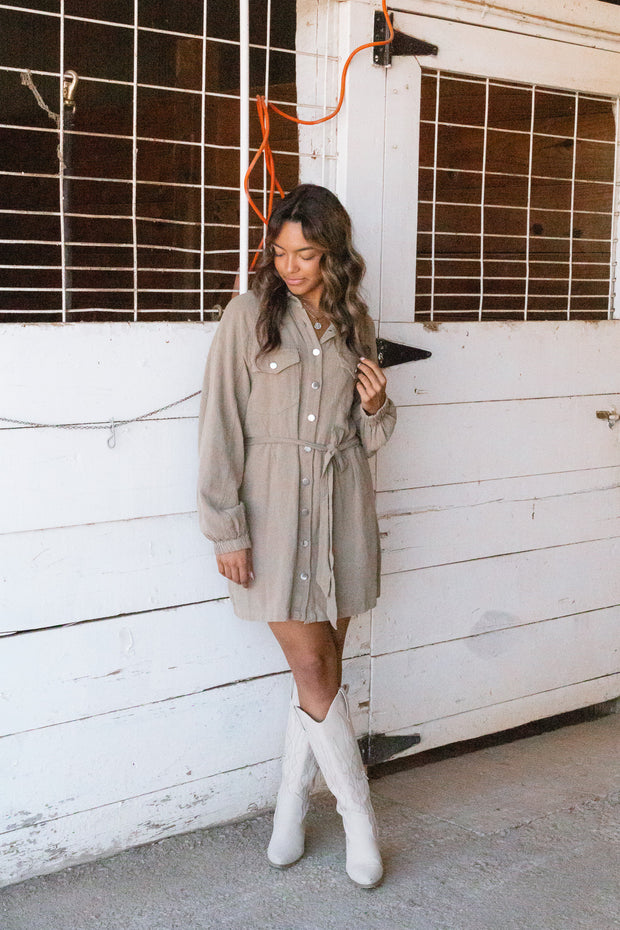 DISTRESS WASHED SHIRT DRESS