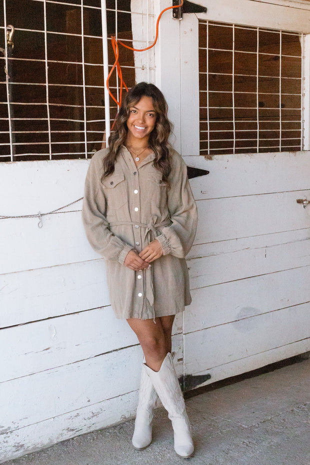 DISTRESS WASHED SHIRT DRESS