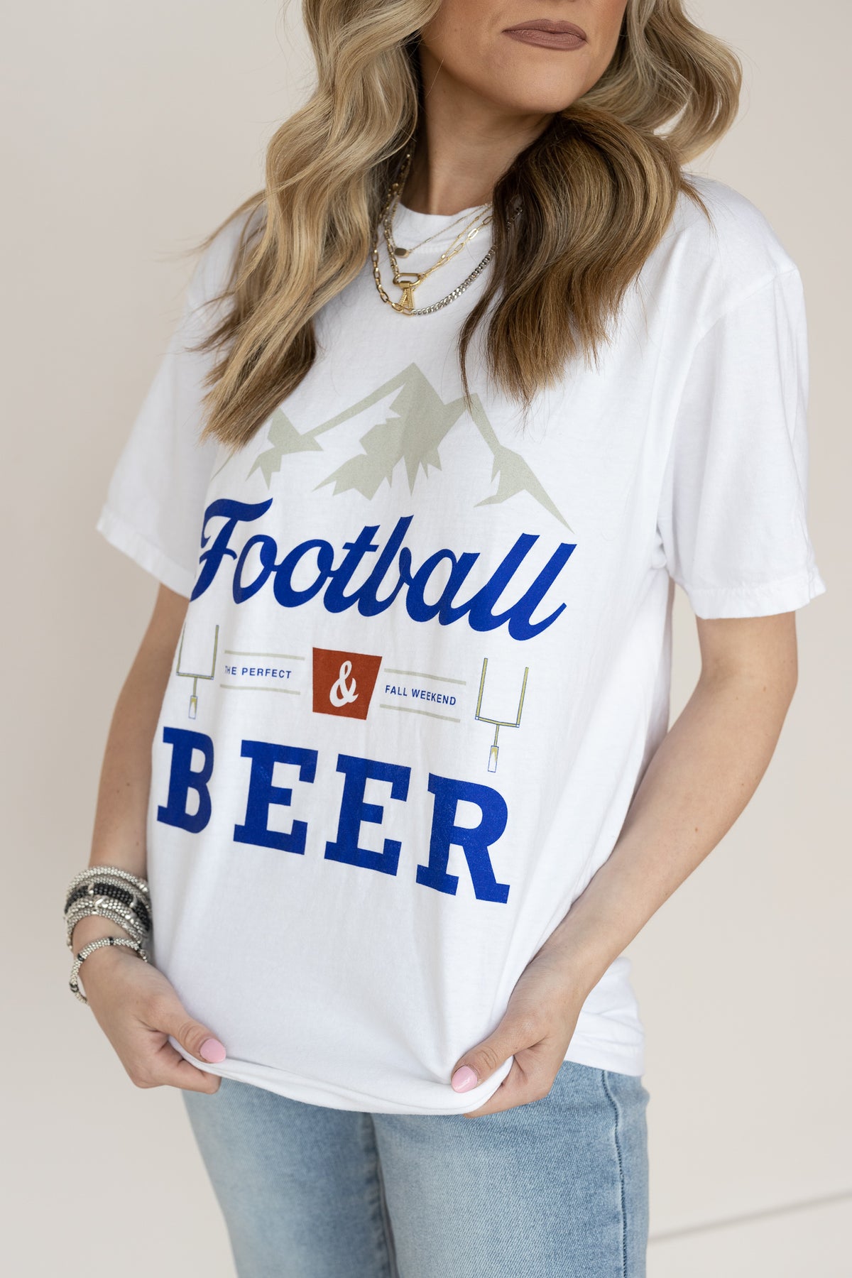 Football and Beer T-shirt Funny Football Shirt Men's 