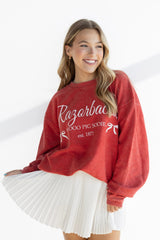 ARKANSAS RAZORBACK BOW CORDED SWEATSHIRT