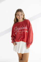 ARKANSAS RAZORBACK BOW CORDED SWEATSHIRT