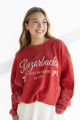 ARKANSAS RAZORBACK BOW CORDED SWEATSHIRT