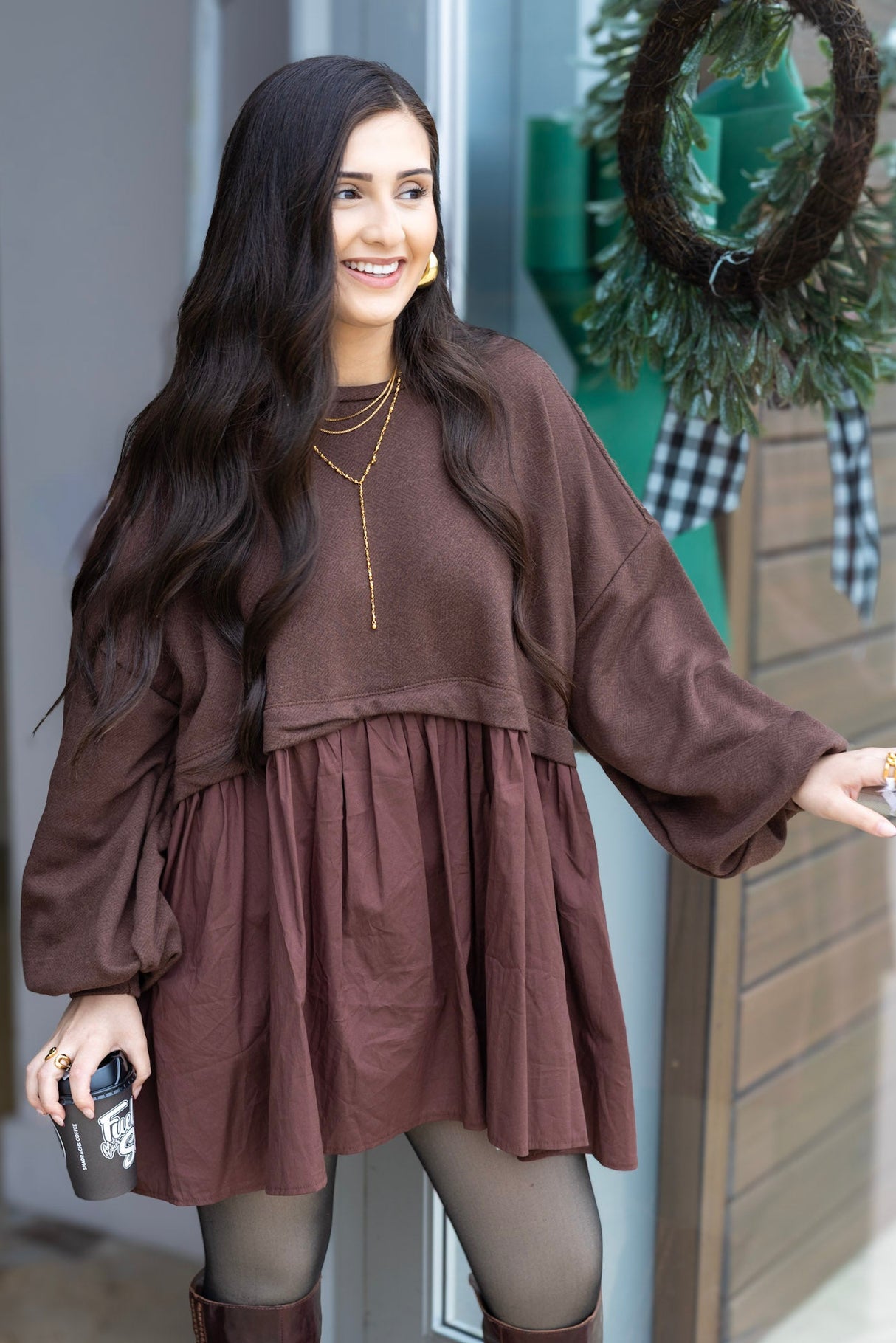 CONTRAST SKIRT DRESS