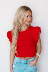 RIBBED RUFFLE CROP BASIC