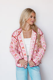 BOW PRINT QUILT COAT