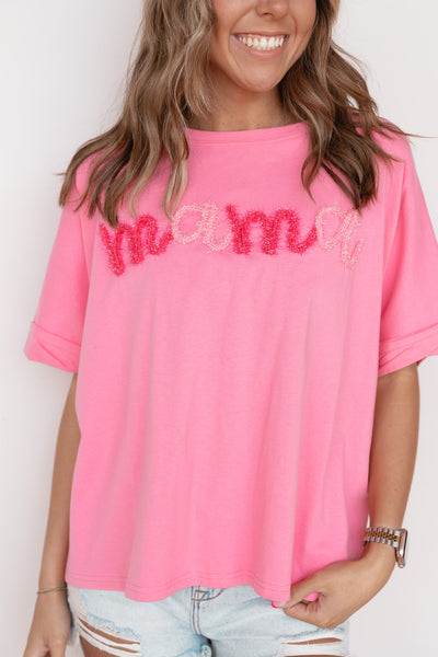 MAMA EMBROIDERED TOP