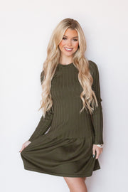 REGAN RIBBED FLARE DRESS